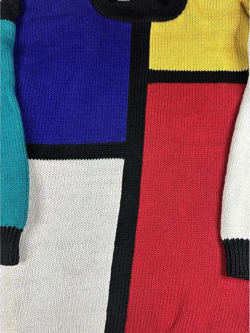 🎨 VNG 80/90’s JAMIE SCOTT Colorblock Knit Pullover Sweater Crew Neck Multicolor